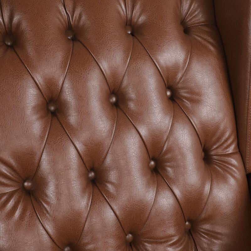 PU Leather Upholstered Glider Rocking Chair, Lounge Armchair with Oversized Wingback, Reading Chair with Sturdy Base