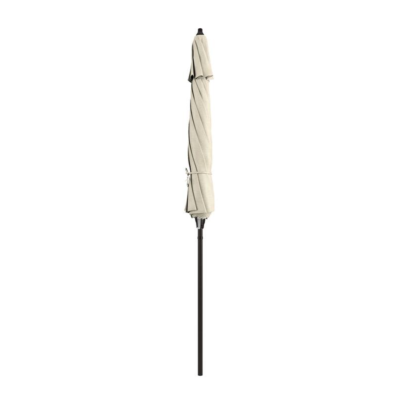 California Umbrella 9' Rd. Crank Lift Auto Tilt 8 Rib Aluminum Patio Umbrella, Bronze Finish, Sunbrella Spectrum Cilantro Fabric