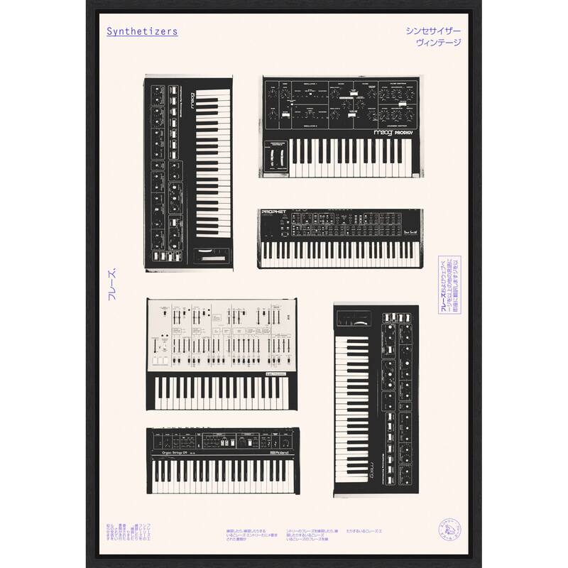 Synthetisers by Florent Bodart (23 x 33 in.), Framed Canvas Wall Art Print
