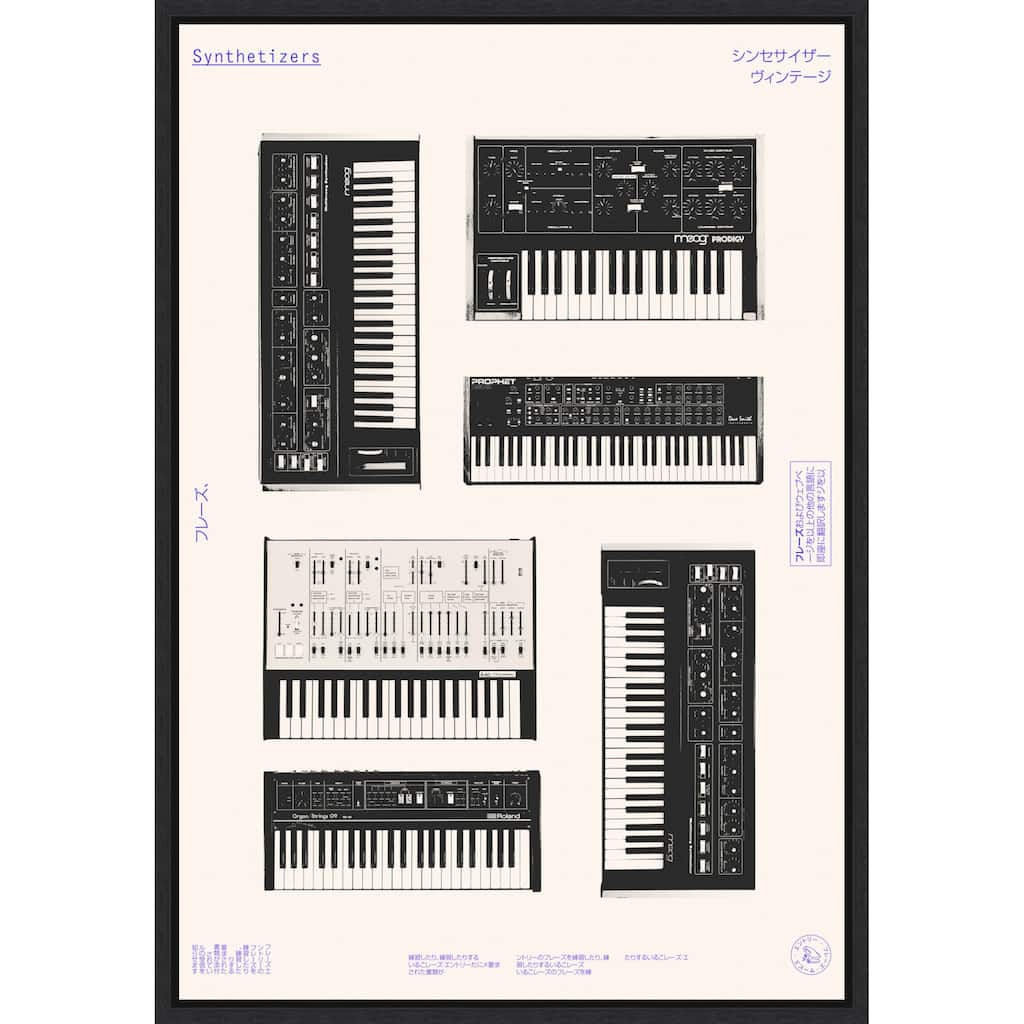 Synthetisers by Florent Bodart (23 x 33 in.), Framed Canvas Wall Art Print