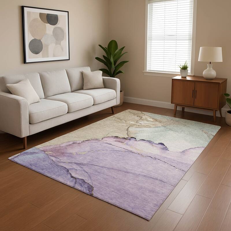 Premium Washable Super Soft Abstract Watercolor Mayfield Rug - Lavender - 8' x 10'