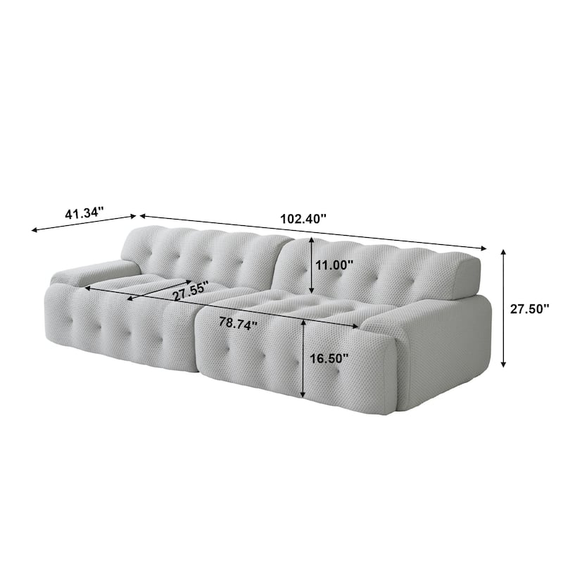 102.4" Cloud Sofa Couch，3-seater Upholstered 3D Textile Material Sectional Sofa For Living Room, Apartment