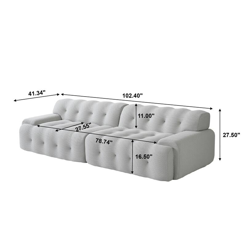 102.4" Oversize Loveseat 3D Mesh Fabric Sectional Sofa Modern Comfy Modular Floor Couch