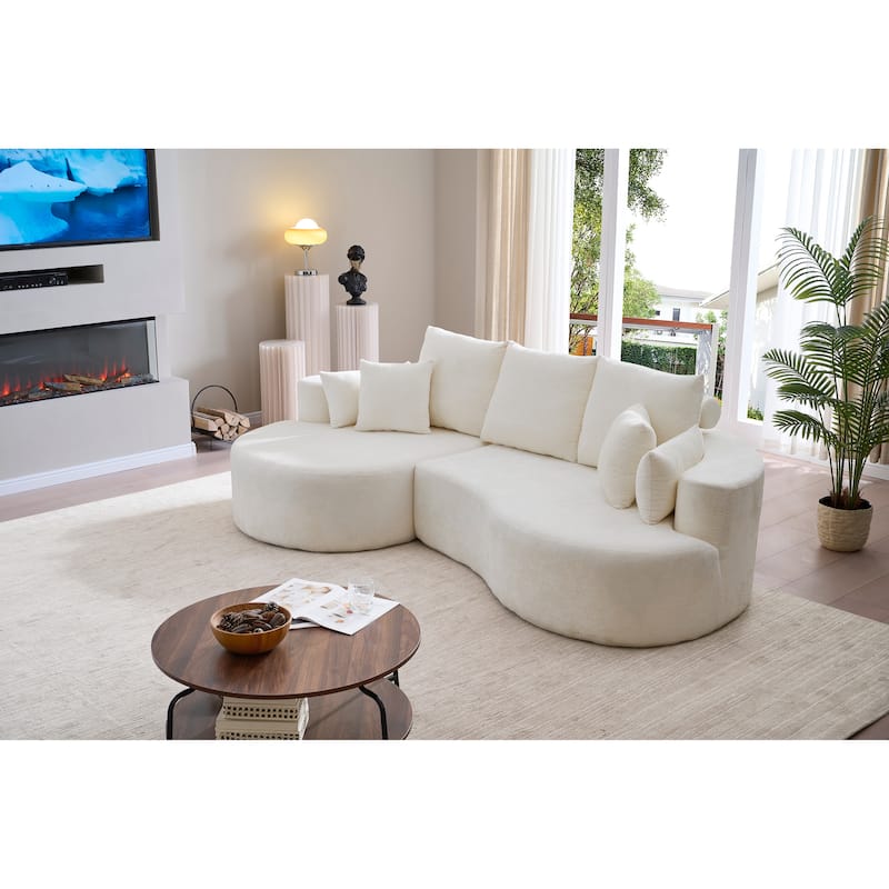 Christopher Knight Home - 106'' Cloud Curved Sectional Sofa with Right Chaise Lounge and Ultra-Soft Foam Comfort