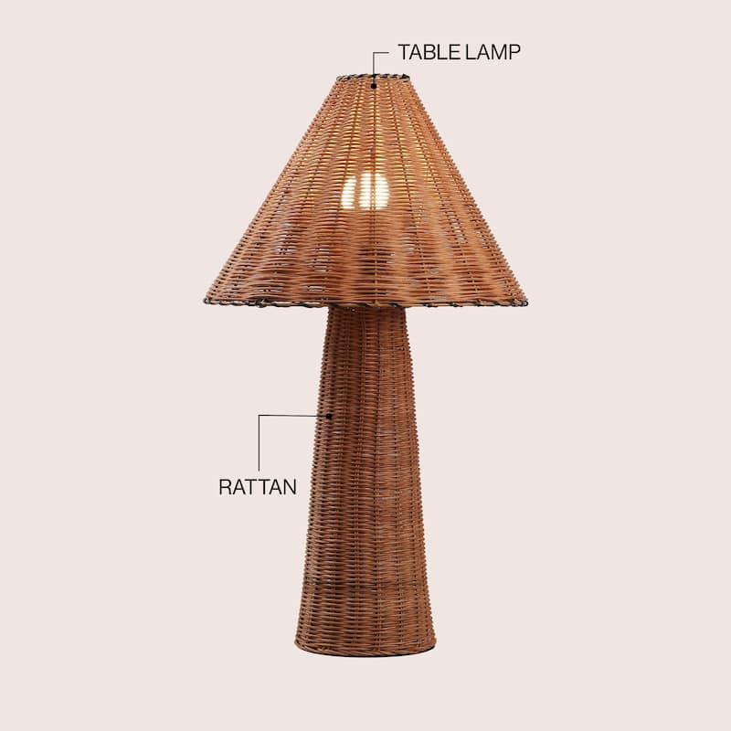 Kara 26.5" Woven Rattan Tapered Cylinder LED Table Lamp