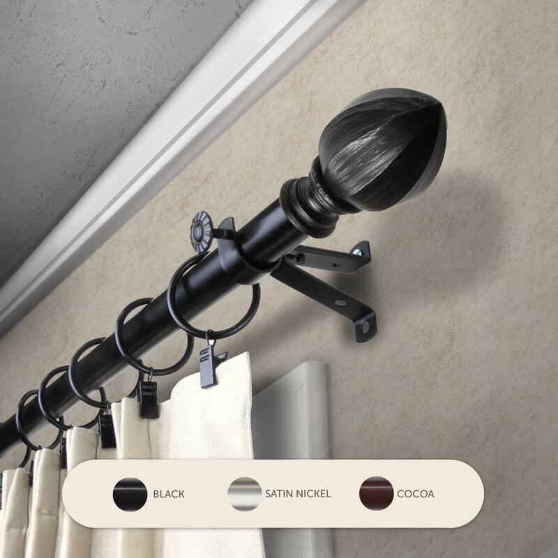 InStyleDesign Sienna Adjustable Curtain Rod - 28 to 48 inches - Black