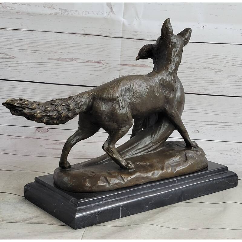 Emile Truffot Poacher Imitative Fox Pheasant Bronze Statue Sculpture 10 Inches X 3 Inches