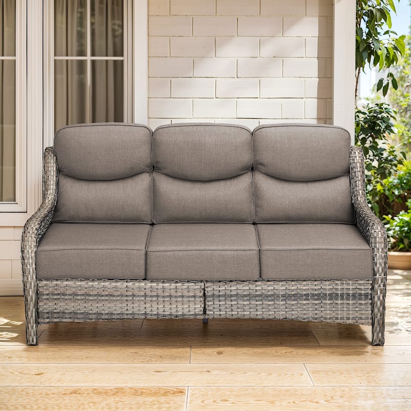 Gymojoy 72'' 3-Seat Outdoor Durable Sofa with 6-Inch Ultra-Plush Cushions & Water-Resistant Olefin Fabric