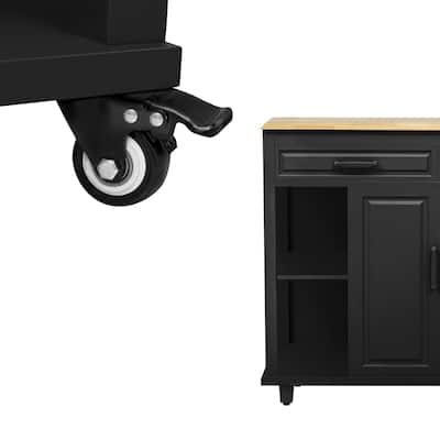 Kitchen Island with Storage Rack, 2 Drawers and 2 Cabinet