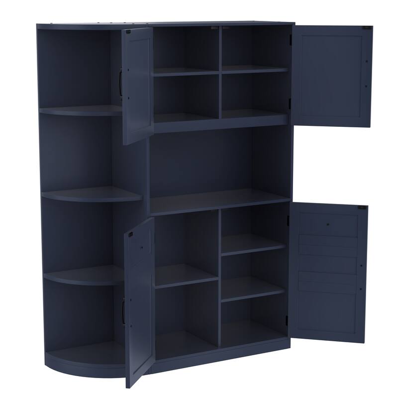 Multifunctional Left-Right Combination Hall Cabinet With Storage And 4 Hooks, Storage Cabinet/ Hall Tree 2 In 1