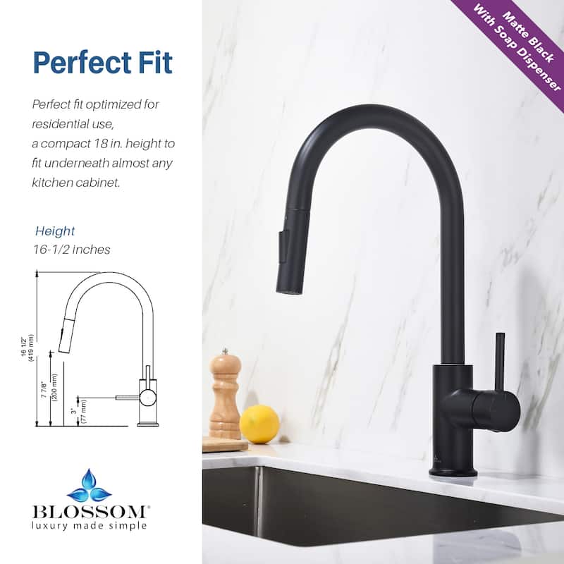 Blossom Solid Pull-Down Kitchen Faucet w/ 360 Swivel, Single Handle