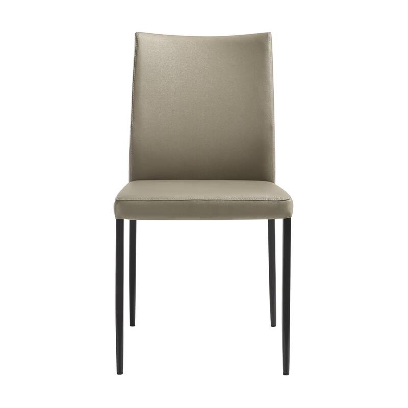 Ash 22 Inch Dining Chair Set of 2, Gray Faux Leather, Tall Curved, Black