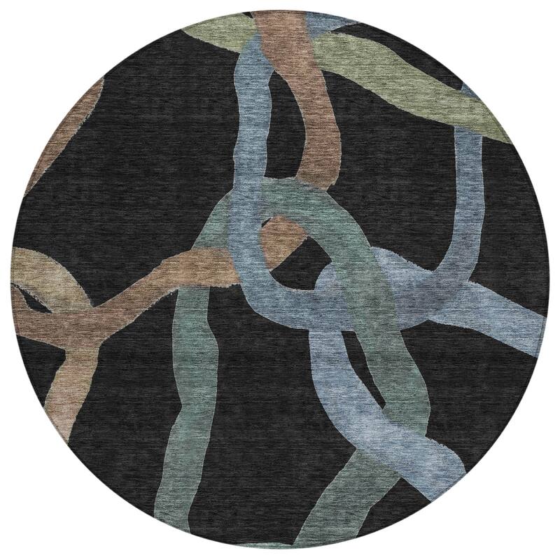 Machine Washable Indoor/ Outdoor Abstract Links Chantille Rug