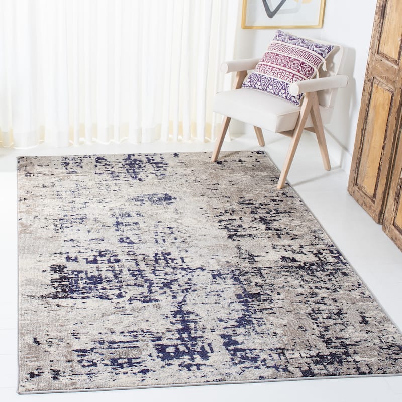 SAFAVIEH Madison Poranna Modern Abstract Rug - 4' x 6' - Beige/Purple - Rectangle