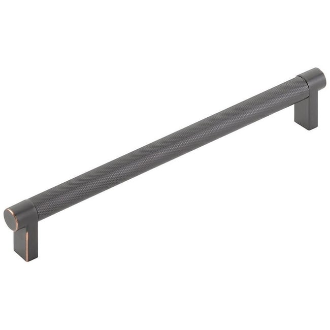 Emtek 84056.REC.KN Knurled 8" Center to Center Bar Cabinet Pull with - Oil Rubbed Bronze / Oil Rubbed Bronze Stem