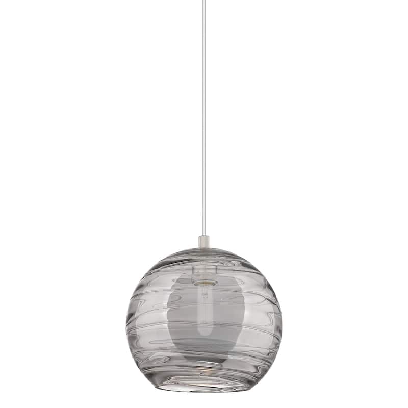 Innovations Lighting 434-1P-10-10 Crown Point Pendant Crown Point 10" - Satin Nickel / Light Smoke Deco Swirl