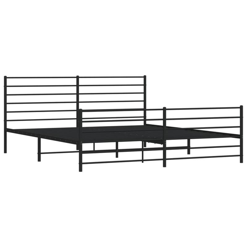 vidaXL Metal Bed Frame with Headboard, No Mattress