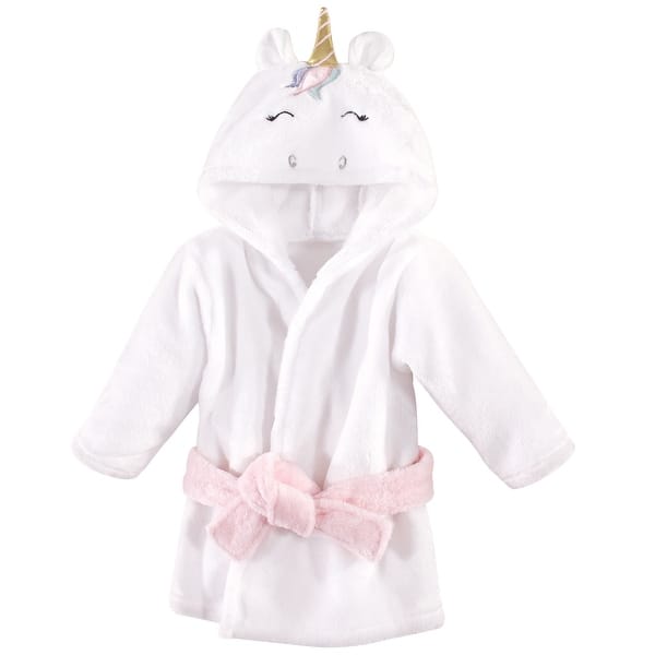 slide 1 of 1, Hudson Baby Infant Girl Plush Animal Face Bathrobe, Multicolor Unicorn, 0-9 Months - Multicolor Unicorn - 0-9 Months 0-9 Months - Multicolor Unicorn