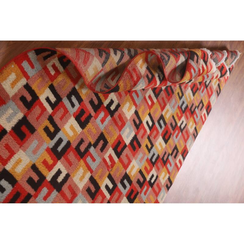 Hand Knotted Oriental 100% Wool Carpet Modern All-Over Red Gabbeh Area Rug - 7' 10'' X 4' 6''