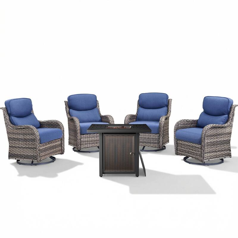 Pocassy 30 In Outdoor Fire Pits with Patio Swivel Glider Chari Set.