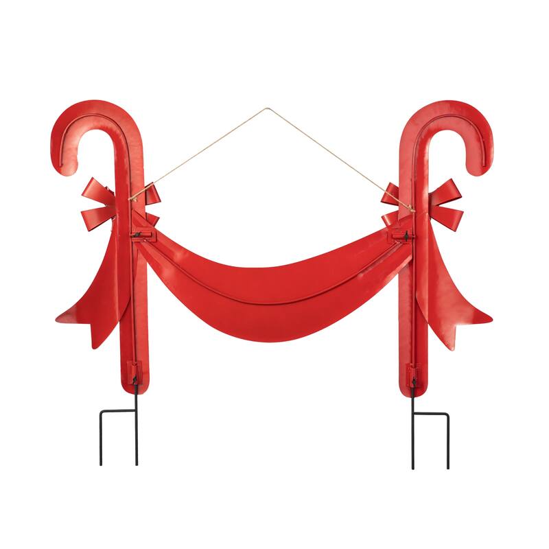Glitzhome Christmas Metal Dancing Elf Cupcake Candy Cane Yard Stake Wall Decor