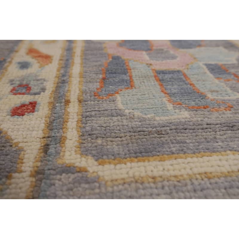 Vegetable Dye Gray Oushak Turkish Area Rug Hand-Knotted Wool Carpet - 9'1"x 11'11"