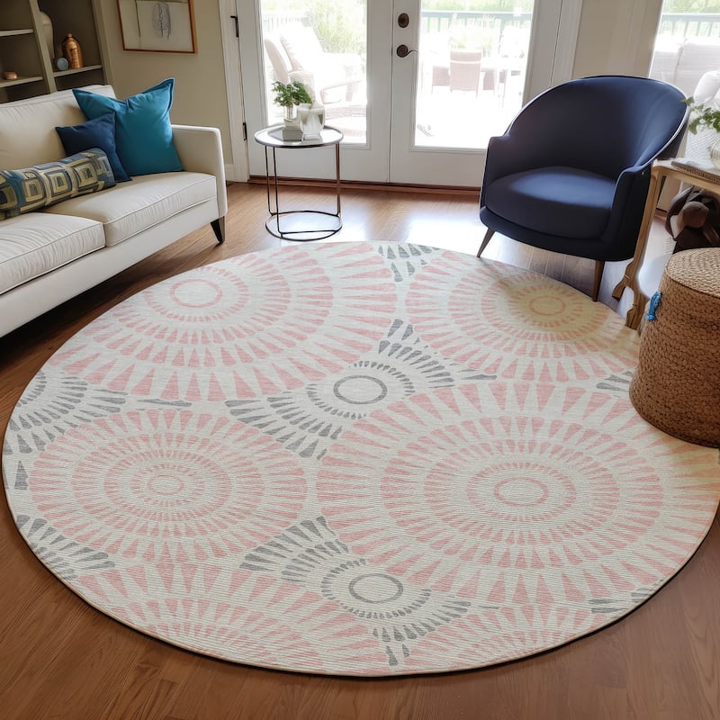 Machine Washable Indoor/ Outdoor Chantille Modern Burst Rug
