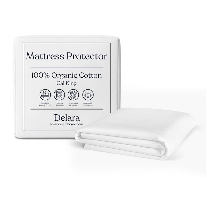 Delara 100% Organic Cotton Mattress Protector 300TC Cover - Cal King(72"X84")