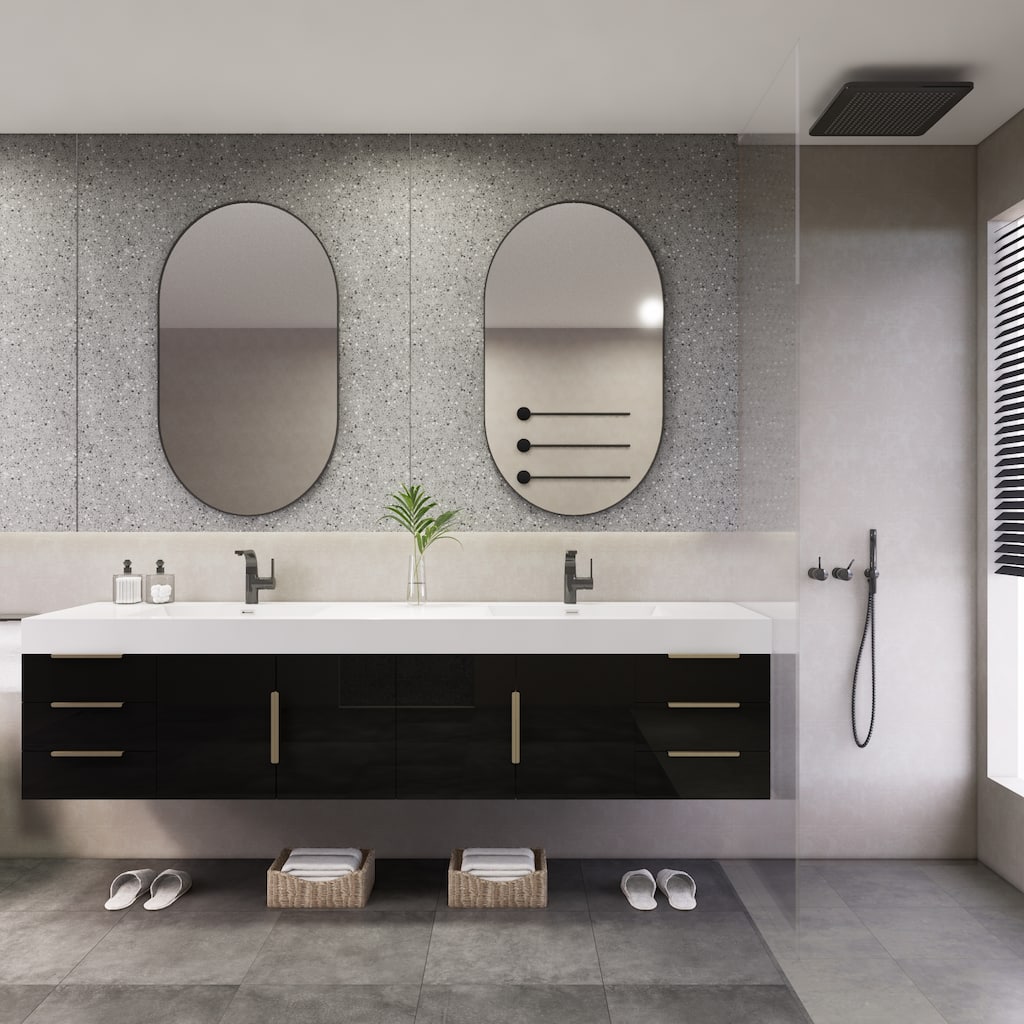 Noble 84" Wall Mounting Vanity with Reinforced Acrylic Double Sink