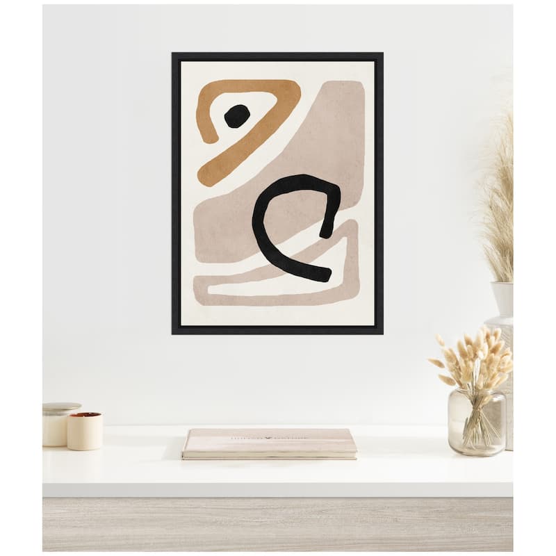 Kate and Laurel Sylvie Neutral Abstract 1 Minimal Modern Art Framed Canvas by July Art Prints