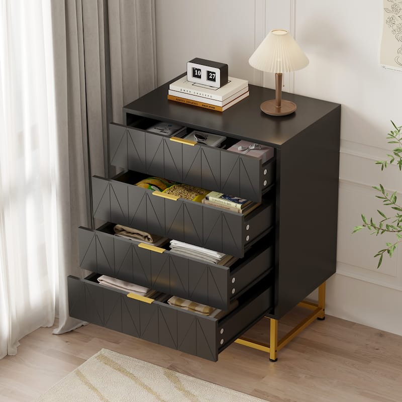 4 Drawer Dresser - 32 Inch Tall Modern Dresser Drawers
