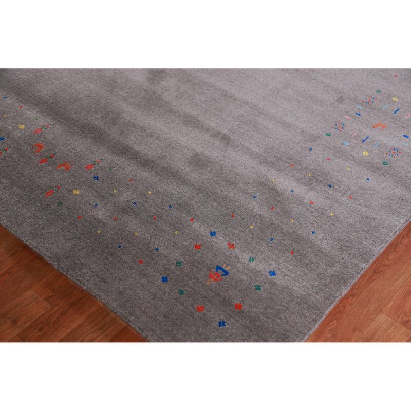 Hand Knotted Oriental 100% Wool Carpet Tribal Tribal Greys & Charcoal Gabbeh Area Rug - 10' 1'' X 8' 5''