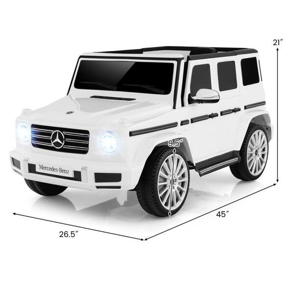 dimension image slide 0 of 2, 12V Battery Powered Mercedes-Benz G500 Kids Ride-on Car - 26.5" x 45" x 21"