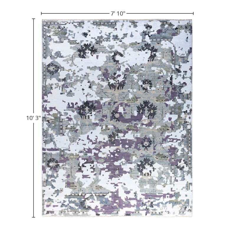 Modern One-of-a-Kind Handmade Area Rug - Gray, 7' 10" x 10' 3" - 7' 10" x 10' 3"