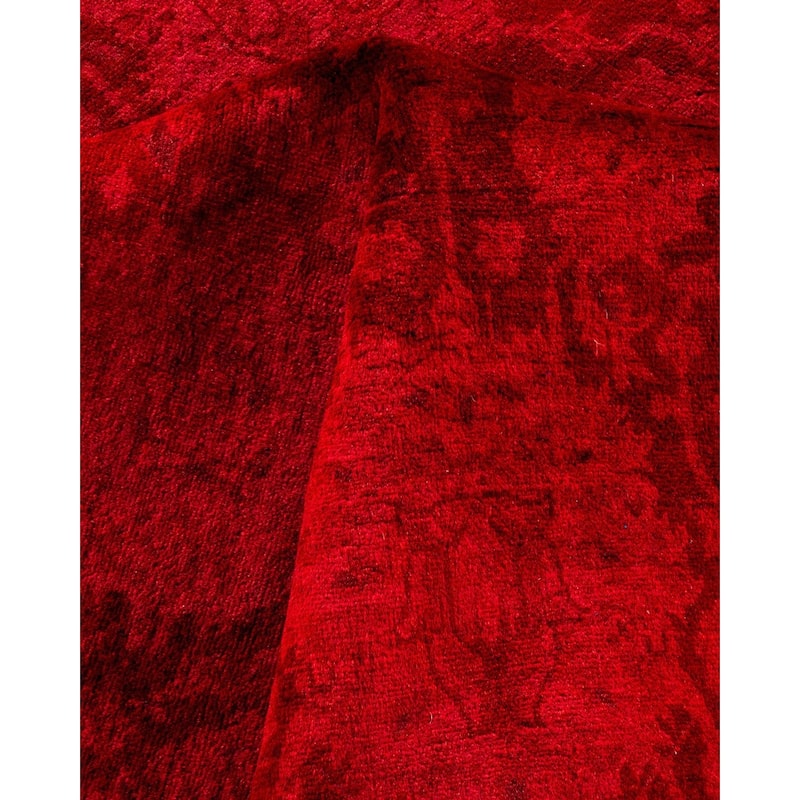 Overton Hand Knotted Wool Vintage Inspired Modern Contemporary Overdyed Red Area Rug - 6' 0" x 8' 10"