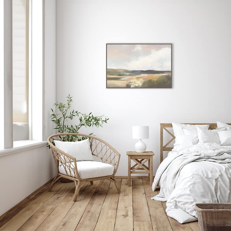 Dawn by the Water Neutral by Julia Purinton Framed Canvas Wall Art Print - Sylvie Greywash