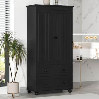 GDFStudio - Adrian Tall Storage Cabinet with Three Drawers and Adjustable Shelves, MDF