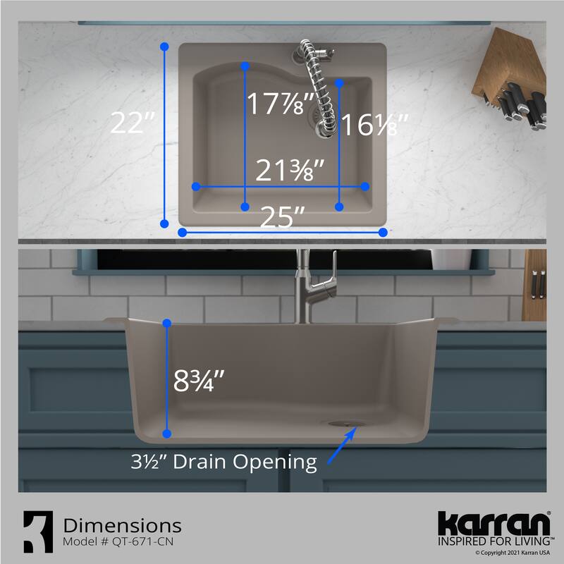 Karran Drop-in Quartz Single Bowl Kitchen Sink