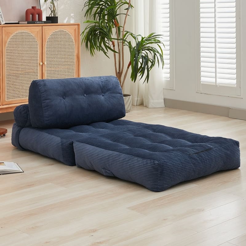Mixoy W32''/W50'' Corded Velvet Fabric Folding Floor Lazy Futon Sofa Bed