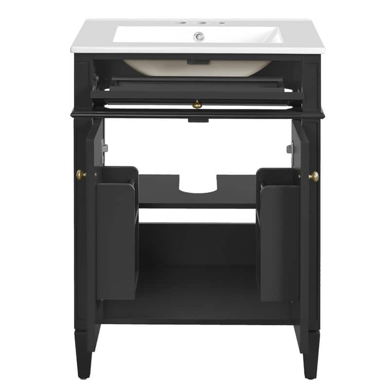 24" Bathroom Vanity with Sink, 2 Doors and Tip-Out Drawer, Soft-Closing Doors