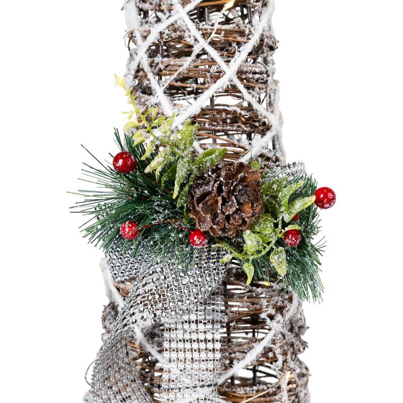 3 LED Lighted Pine Berries Cone Christmas Tree Decorations 39.25"