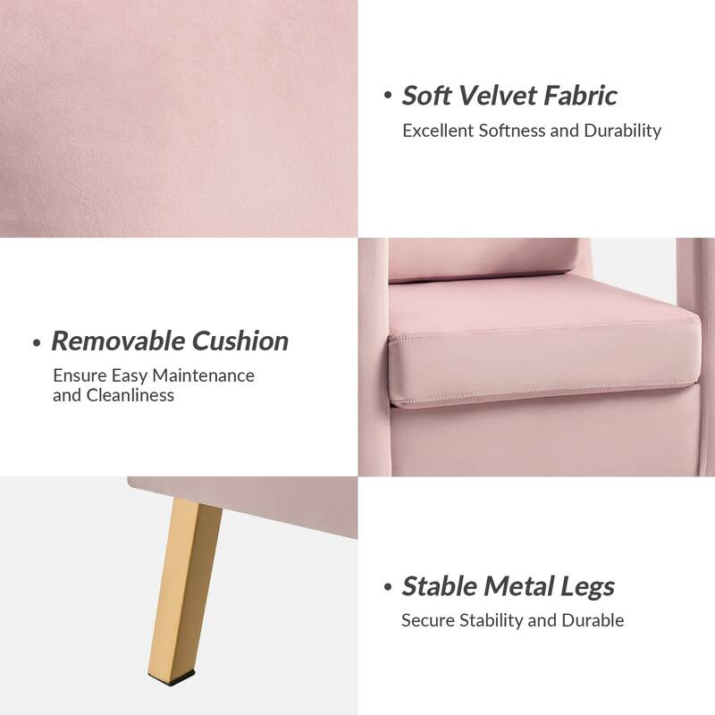 Valentina Comfy Accent Armchair with Golden Metal Legs and Removable Cushions by HULALA HOME