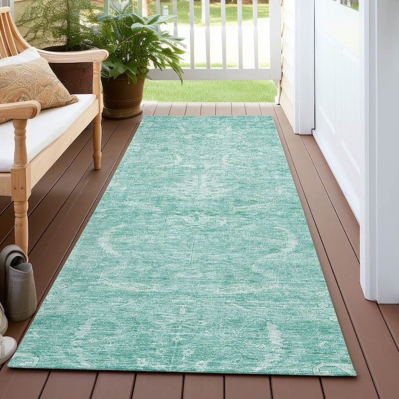 Machine Washable Indoor/ Outdoor Boho Traditional Chantille Rug