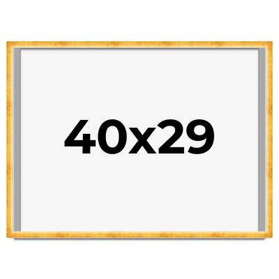 40x29 Shadow Box Frame Gold | 1.625 Inches Deep Real Wood Traditional