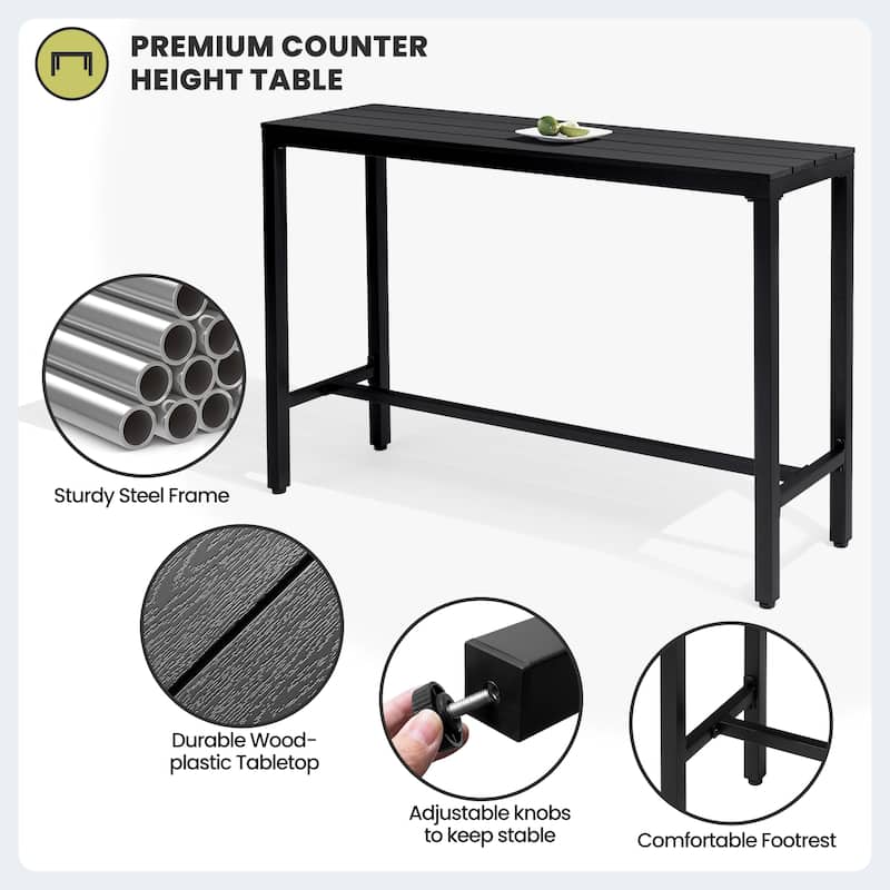 Crestlive Products Patio Outdoor Bar Table Rectangle Pub Table