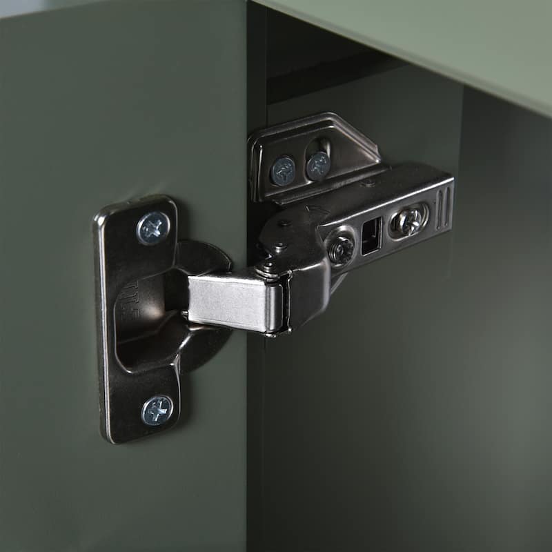 Roomfitters 24-Inch Bathroom Vanity with Ceramic Sink, 1 Soft Close Door, 2 Soft Close Drawers, and Double Storage Racks