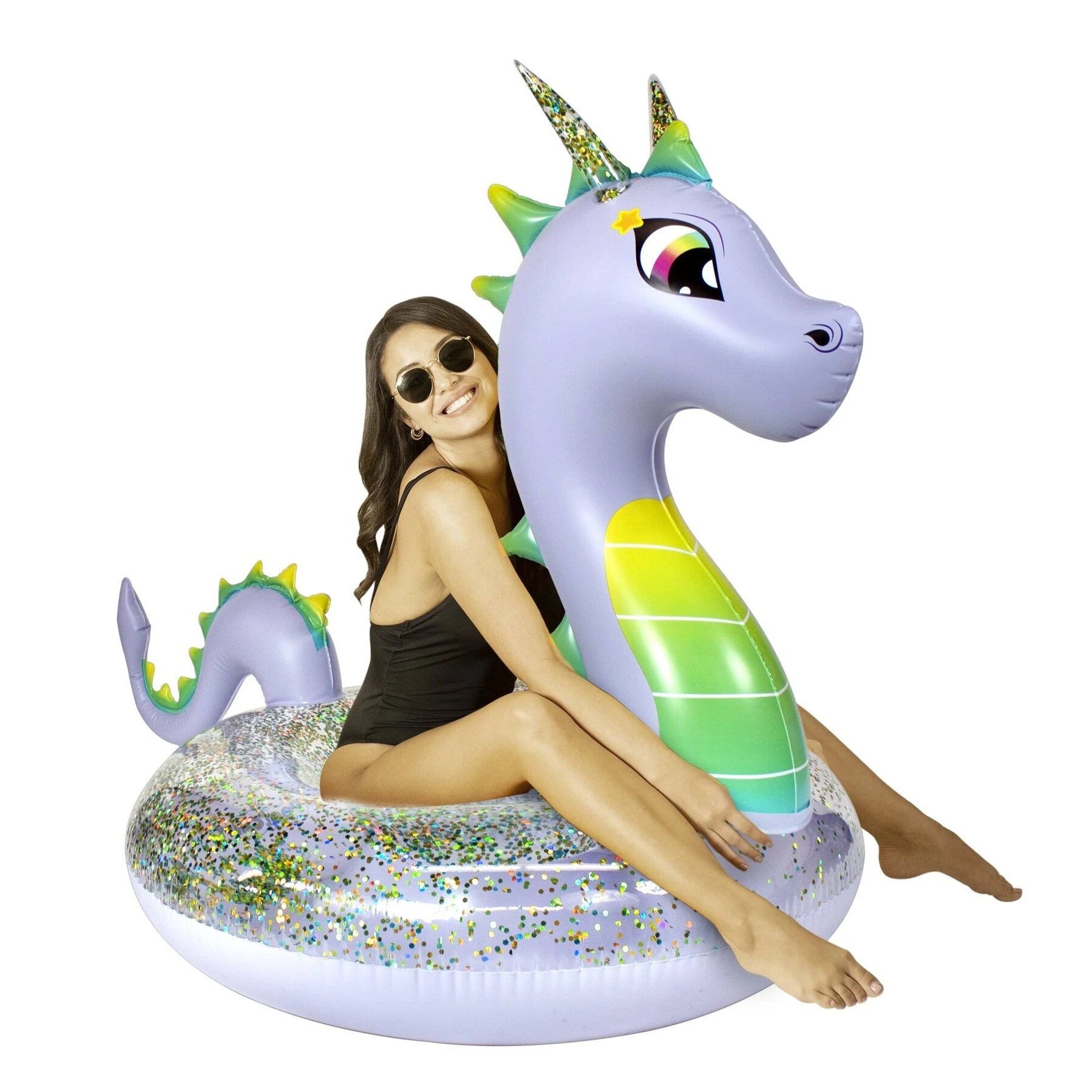 Poolcandy Inflatable Glitter Animal Collection Jumbo Pool Float Summer Pool Raft Lounge for Adults /& Kids Dragon