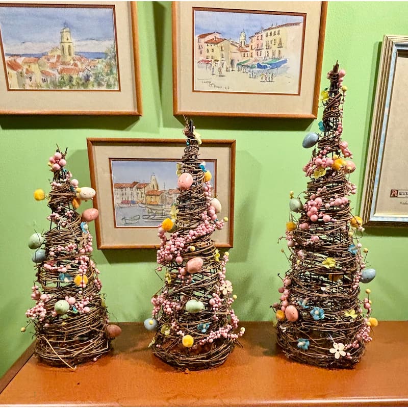 16" Tabletop Twig Tree with Easter Eggs, Berries and Flowers - 16