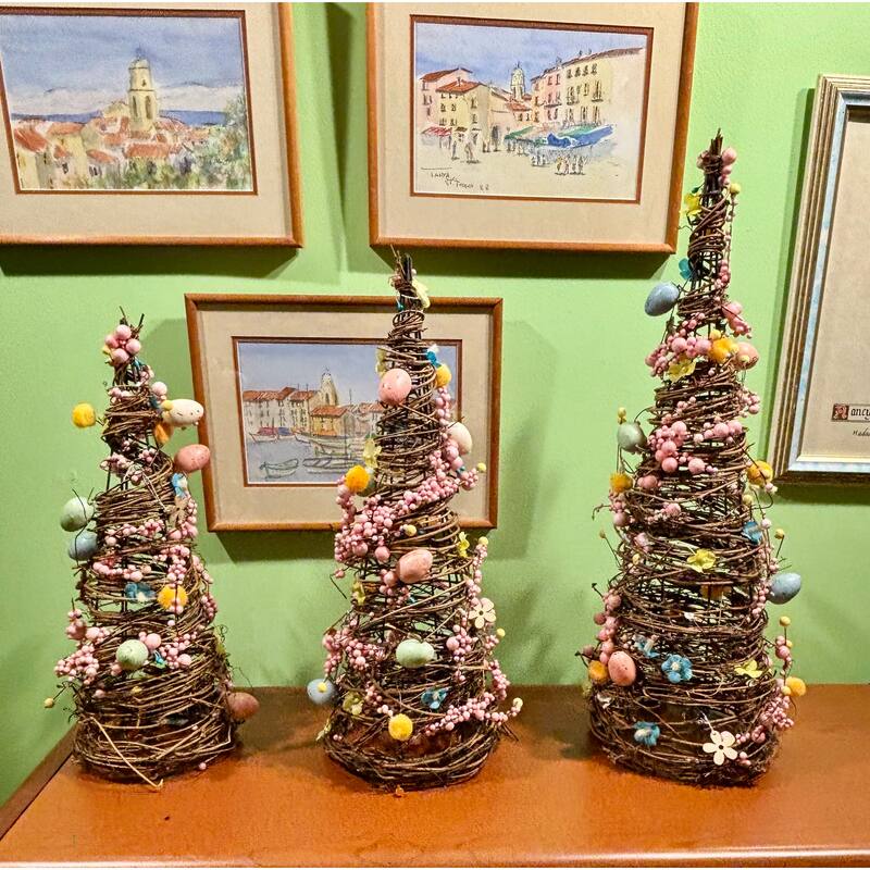 18" Tabletop Twig Tree with Easter Eggs, Berries and Flowers - 18