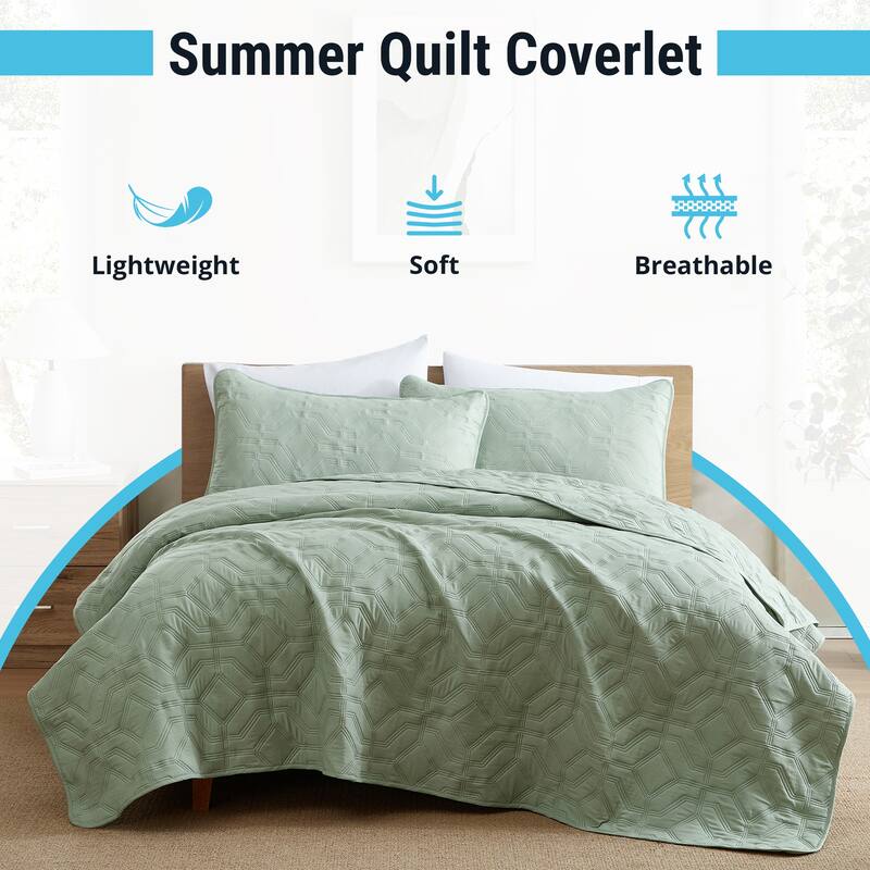 HLC.ME Logan - 3 Piece Size Quilt Set, Lightweight Bedspread Coverlet Set